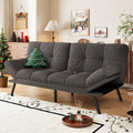 Convertible Futon Sofa Bed71 Memory Foam Futon CouchDetachable CushionAdjustable Backrest &amp ArmrestLinen Modern Loveseat Sleeper Recliner for Living RoomOfficeApartmentClassic Grey