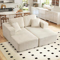 ANJ 74” Oversized Chaise Lounge Sofa Bed Boneless Modular Sofa 2-Piece Convertible Sleeper Couch with Deep Seat Upholstered Design for Living Room Bedroom Small Space No Assembly Required (Beige)