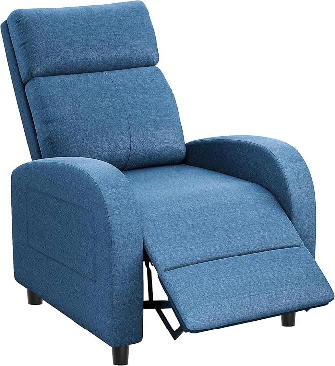 Homall Recliner Chair Recliner Sofa for Adults Recliners Home Theater Seating with Lumbar Support Reclining Sofa Chair for Living Room (Fabric Blue)