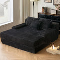 67'' Chaise Lounge Chair Indoor Oversized Upholstered Sofa Bed Modern Deep Seat Sofa Comfy Corduroy Sleeper Couch for LivingroomBedroomNo Assembly (Black)