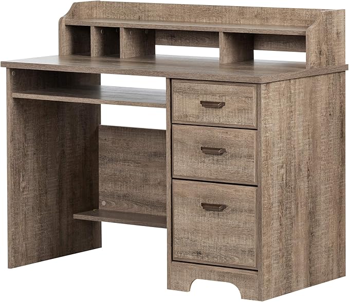 South Shore Versa Weathered Oak Computer Desk with Hutch