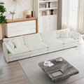 mikibama Luxury Modular Sectional Sofa 146.5 Modern Chenille Comfy Cloud Couches for Living Room Office 4 Seater Deep Sofa with 2 Armrest Pillows and 4 Toss Pillows Beige