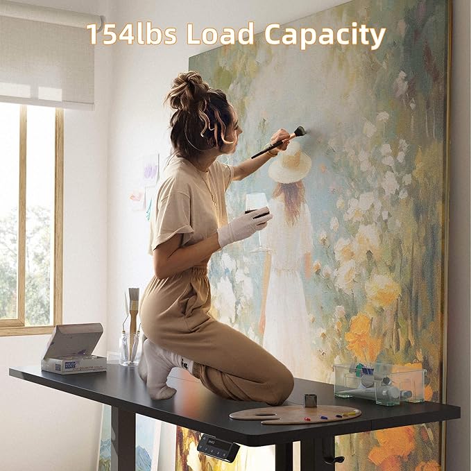 YIHAYO Low Height Adjustable Desk Lifts 18.1-28.3 Inches Electric Standing Desk for Short People 48 x 24 Inches Computer Table with Splice Board for Home Office Black