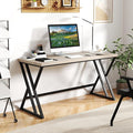 Giantex Large Computer Desk 59 Industrial Home Office Desk with Z-Shaped Metal Leg &amp Crossbar Rustic Laptop Computer Workstation Modern Simple Executive Writing Desk for Gaming Study Grey Oa