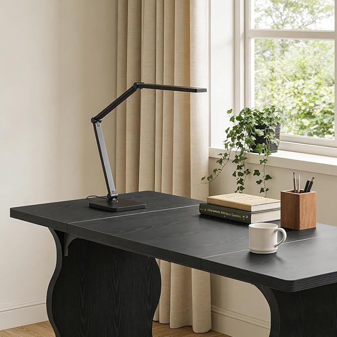 Tribesigns 63 Large Desk for Home Office Spacious Executive Computer Desk with Ample Leg Room Double PC Gaming Writing Table Study Desk with Sturdy Legs Black