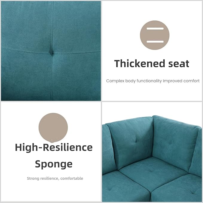 FONTOI L Shaped Sectional Couches for Living Room Modern Modular Sectional Sofa with Ottoman Storage Comfy L Shaped Couch with Chaise for Bedroom Apartment Furniture Green