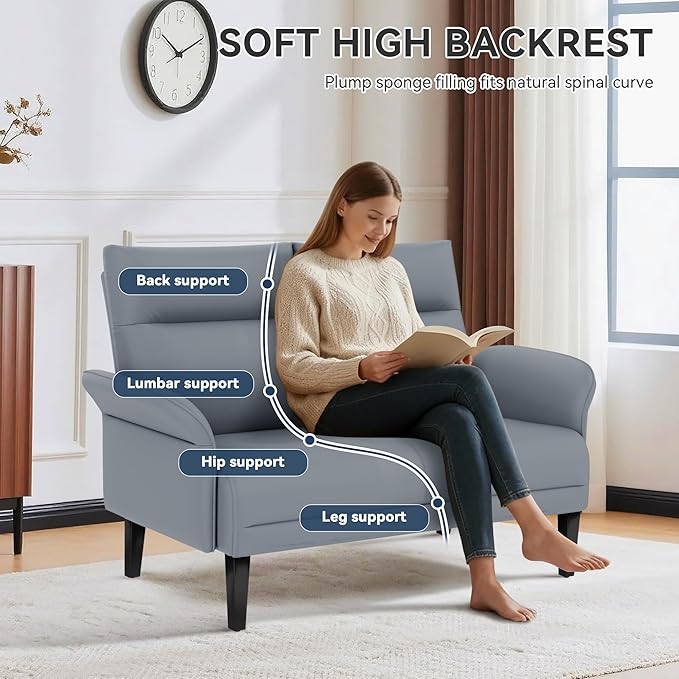 Yongchuang 3 Piece Sofa Sets for Living Room Brown Faux Leather Loveseat Sofa Couch and Accent Chairs Set of 2 Modern Small Couch and Armchair Set Grey