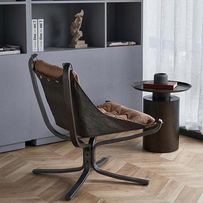 Living Room Chairs Genuine Leather Butterfly Chair Handmade Iron Frame Reading Chair Vintage Chair for Study Room Reading Bedroom Living Room Office