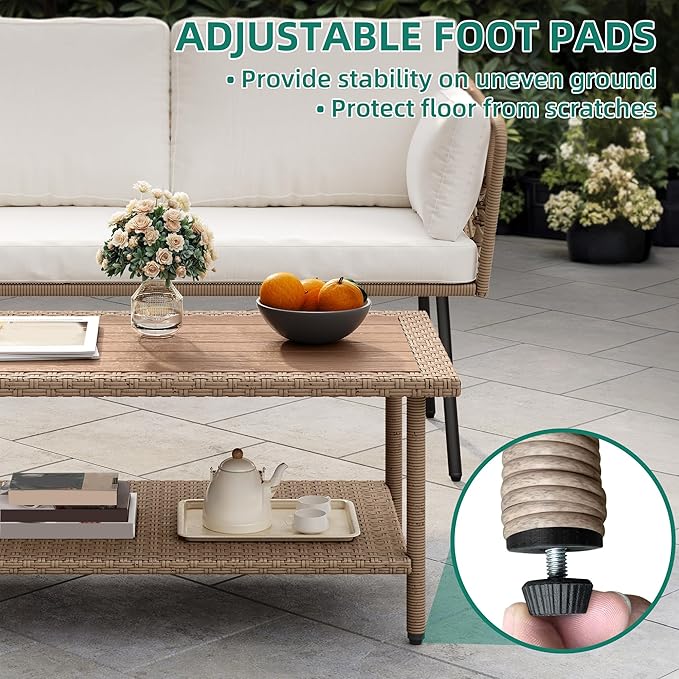 YITAHOME 2 Pieces Patio Furniture Set All-Weather Wicker Loveseat with Thick Cushions &amp Rattan Table Outdoor Conversation Set for Patio Balcony Backyard Deck Poolside