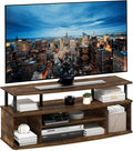 Furinno Jaya Large Entertainment Center Stand Unit/TV for up to 55 inch Amber Pine/Black