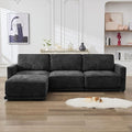 110.6 L Shaped Sectional Sofa Modular Cloud Deep Seat Couch with Movable Ottoman Oversized Thicked 4-Seats Sofas for Living Room Chenille Black