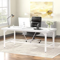 Unikito 63 Inch Computer Desk Sturdy Large Office Desk Premium 2 Person Long Desks Super Thick Study Writing Gaming Table Modern Computer Table for Home Office Workstation Easy to Assemble White