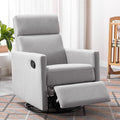 Swivel Rocker Recliner Chair 360 Degree Swivel Nursery Rocking Chair Manual Glider Rocking Recliner Chair for Living Room Bedroom (Grey)