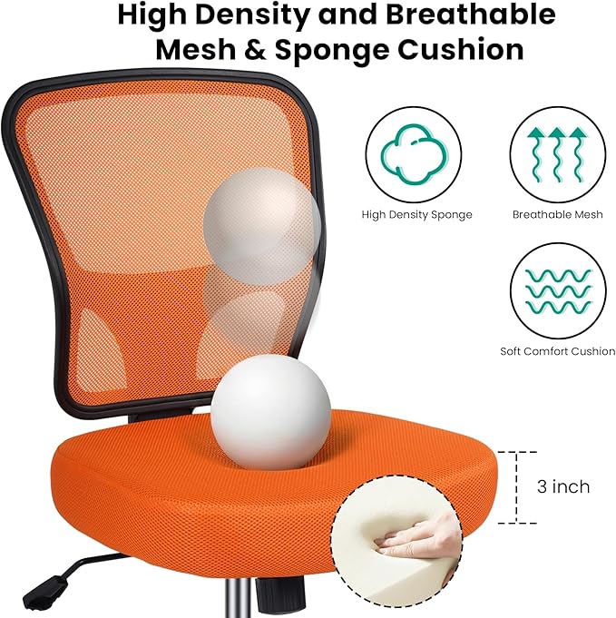 Armless Drafting Chair Tall Office Chair for Standing Desk - Adjustable Height Mesh Ergonomic Drafting Stool with Foot Ring &amp Wheels Rolling Counter Height Computer Chair for Home Office