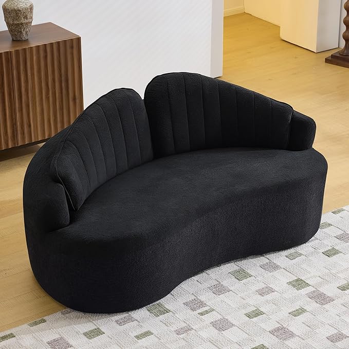 69”Curved Loveseat Sofa for Living Room Deep Seat Love Seat Couch with 2 High Back Modern Loveseat Adopt Jacquard Plush Fabric Suitable Small Spaces The Cloud Loveseat No Assembly Needed Black