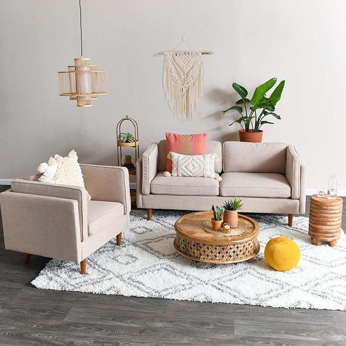 Creative Co-Op Atley High Sided Sofas Wheat
