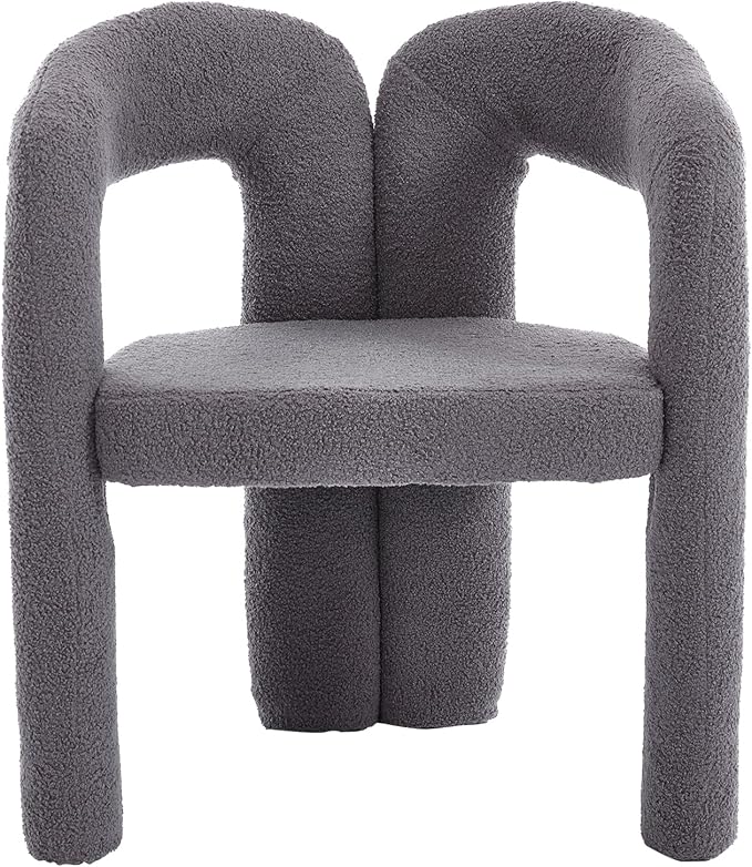 Set of 2 ChairsContemporary Designed Velvet Fabric Upholstered Accent Barrel Side Chair with Plywood Frame and Metal Base for Living Room (Gray Teddy)