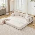 Convertible Sleeper Sofa Bed with Cylindrical Pillow Corduroy Folding Mattress Couch with Fixed-Shape Frame Floor Sofa Lounge Couch for Living Room Bedroom Lounge Studio Beige