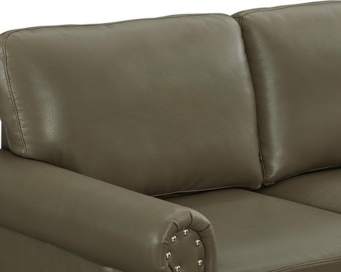 Loveseat Velvet Fabric Two- Seater Couch Buckle Design and Rivet Decoration Deep Seated Double Sofa Suitable for Living Room Bedroom Apartment Hotel etc (Light Green)