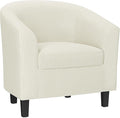 Topeakmart Corduroy Club Chair Modern Accent Chair and Cozy Barrel Chair with Sturdy Wood Legs for Living Room Bedroom Reception Room Beige