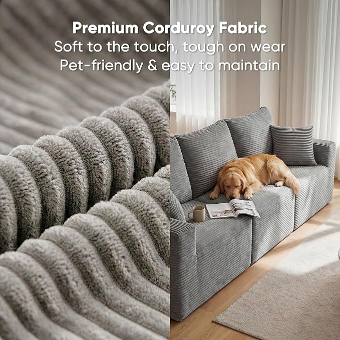 Homall Sectional Couches for Living Room Modern Boneless Couch with Deep Seat Upholstered Cloud Sofa No Assembly Required (Dark Grey Three-Seater Sofa)