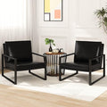 AWQM Leather Accent Chair Set of 2 Sofa Chair with Extra-Thick Padded Backrest and Seat Cushion Single Sofa for Living Room Bedroom Black Metal Frame 105 Degree Slant Back Black (ETSF-01BK-02)