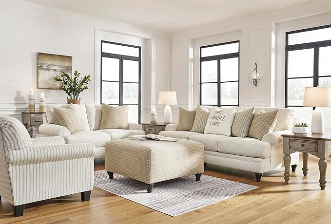 Signature Design by Ashley Valerani Classic Striped Upholstered Accent Chair Beige