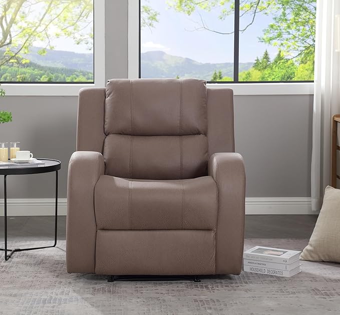 Modern Faux Leather Manual Recliner Chair for Living Room Study or Bedroom - Compact &amp Comfortable