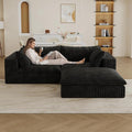 78.7 L Shaped Modular Sectional Sofa Cloud Couch with OttomanPlush Corduroy Couches for ApartmentNo Assembly RequiredBlack