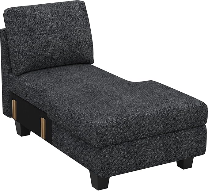Belffin Sectional Storage Chaise Module for Modular Sectionals. Right-Facing Chaise. Dark Grey.
