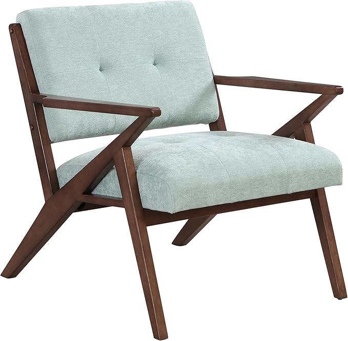 30 Mid-Century Modern Accent Chair with Plush Cushions Angled Arm Design and Sturdy Solid Wood Frame – Perfect for Cozy Living Room Bedroom or Office Seating