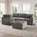 Modular Sectional Couch for Living Room5 Seat Sectional SofaL Shaped Cloud Couch with Ottoman Chaise Set Gray