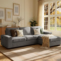 99 Sectional Sleeper Sofa Couch Chenille Convertible Chaise 3 Seats L-Shaped Sofa with 110L Storage Deep SeatWide ArmrestUSB Type-C ChargingRemovable Covers for Living Room Light Grey