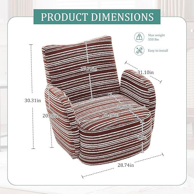 ERYE 360° Swivel Chair Modern Leisure Swivel Armchair for Living Room Bedroom