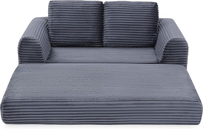 Foldable Boneless Love Seat Couches in a Box Modern Floor Foam Sleeper Sofa Bed 2-in-1 Convertible Cloud Sofa for Home Apartments Bedroom