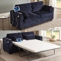 ONBRILL Pull Out Sofa Bed Chenille Full Size Sleeper Sofa Bed with Cup Holder and USB Port 76 inch Couch Bed with Memory Foam Button Tufting Loveseat Couch for Living Room Blue