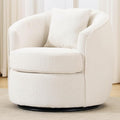 Swivel Barrel Chairs 32 Inches Wide No Assembly Round Upholstered Armchairs Accent Chairs Single Sofa Chair for Living Room (Cream Set of 1)