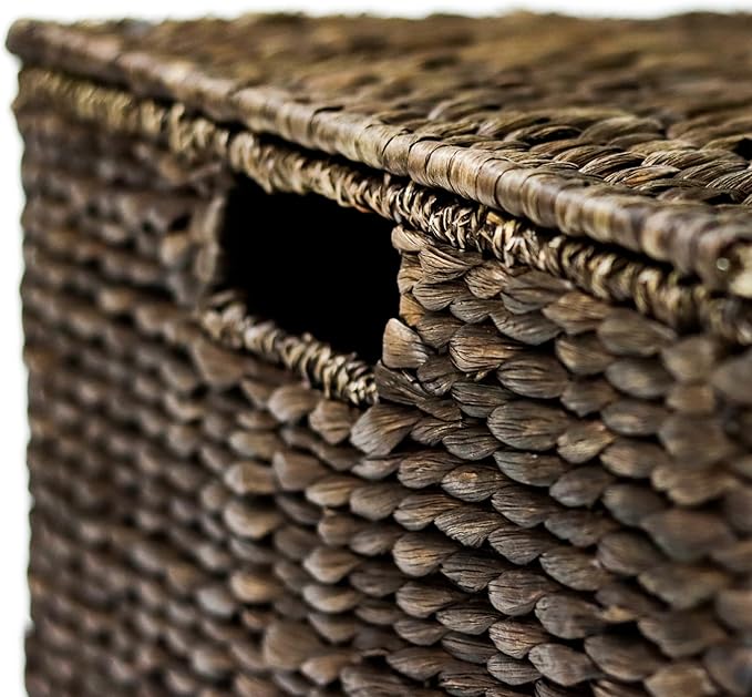 Trademark Innovations Rolling File Box Wicker File Cabinet Hanging File Baskets Water Hyacinth Storage Basket (Brown)