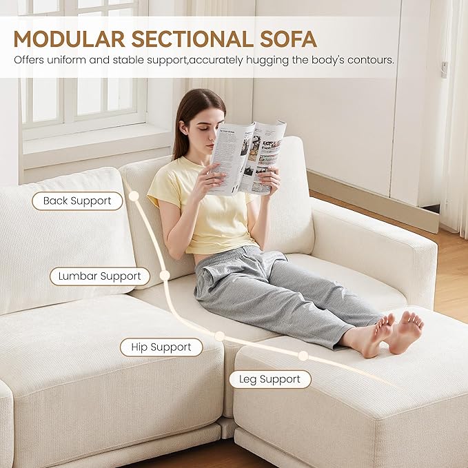 44.2 Oversized Sofa Chair with Ottoman Upholstered Accent Chair with Thick Cushions Single Sofa Lounge Chenille Comfy Reading Chair for Living Room Easy Assembly White