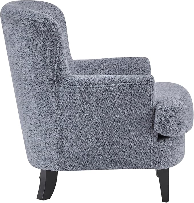 Christopher Knight Home Winnie Boucle Upholstered Wingback Accent Chair and Ottoman Footrest Living Room Lounge Chair and Ottoman Set Bedroom Comfy Reading Chair with Footrest Stool Dusty Blue