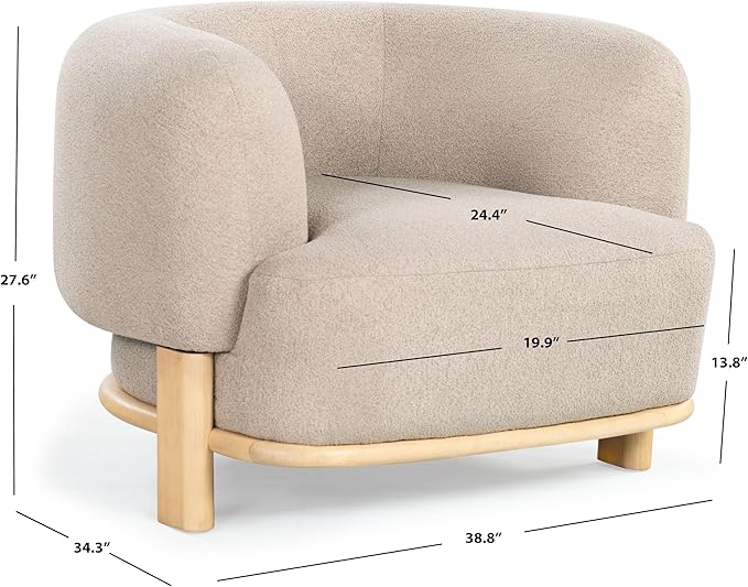 SAFAVIEH Couture Collection Oscar Light Brown/Natural Boucle Accent Chair