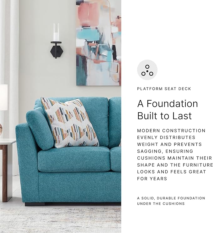 Signature Design by Ashley Keerwick Scandinavian Loveseat with 4 Toss Pillows Blue