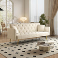 KEIKI 72 2Seat Velvet Sofa Couch for Cozy Cottage Small Space Style Conscious Traditional Families Warm Inviting Comfy Supportive Rest Space Elegant Premium Premium Design Beige