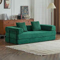 Convertible Sleeper Sofa Bed Compression Folding Sofa with Pillow No Assembly Required Shape Frame Floor Sofas Lounge Couch for Living Room Bedroom Small Spaces(Corduroy 77''W Dark Green)