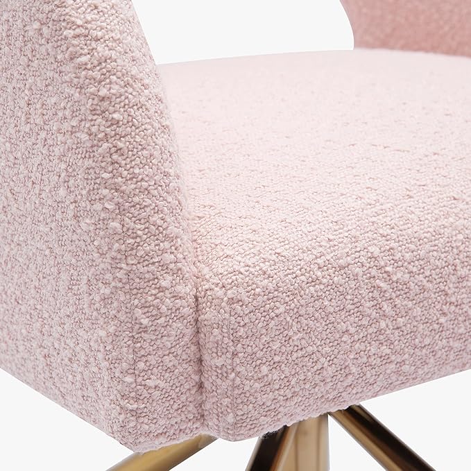 WestinTrends Genevieve Mid-Century Modern Wide Boucle Swivel Accent Arm Chair Dusty Peach