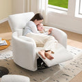 Jocisland Power Recliner Nursery Chair for Adults Electric Swivel Rocking Glider with USB &amp Type-C Charge Teddy Sherpa Armchair with 2 Pillows Cozy Reclining Sofa for Living Room Bedroom Whit