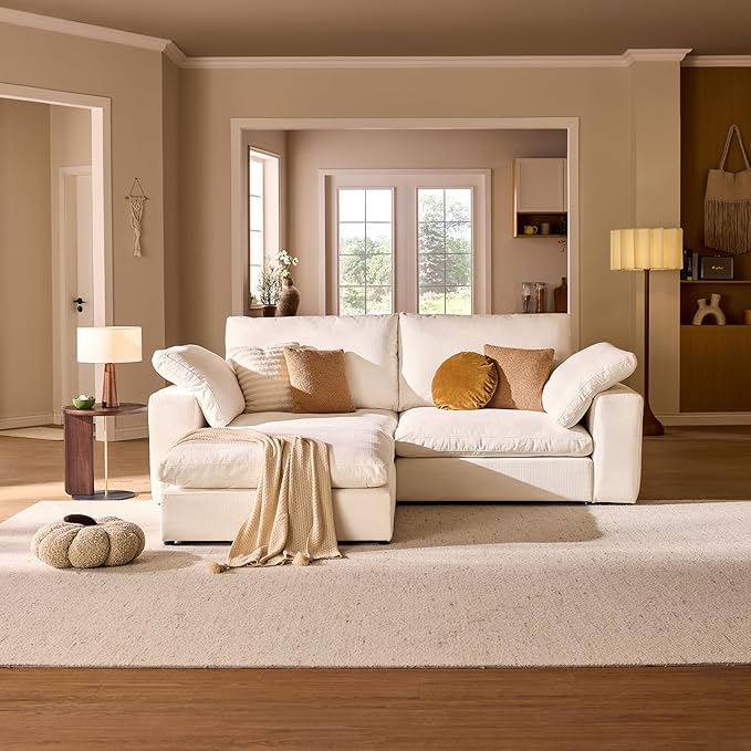 Cloud Couch Modular Sectional Sofa Oversized 31.5 Deep Seat Comfy Couch Sofas with Washable Cover Easy Assembly Sectional Cloud Couches for Living Room - Loveseat with Ottoman 78.7