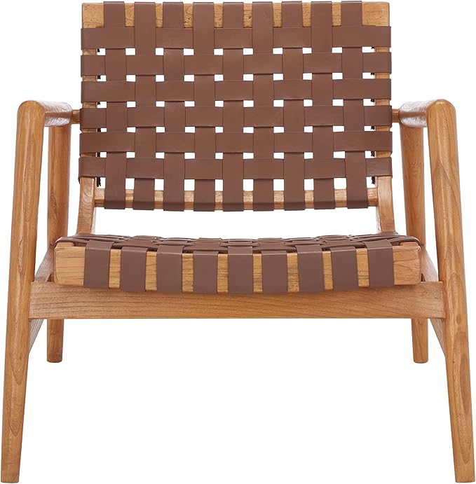 Safavieh Home Collection Bellona Cognac/Natural Leather Woven (Fully Assembled) Accent Chair