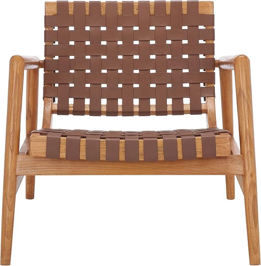 Safavieh Home Collection Bellona Cognac/Natural Leather Woven (Fully Assembled) Accent Chair