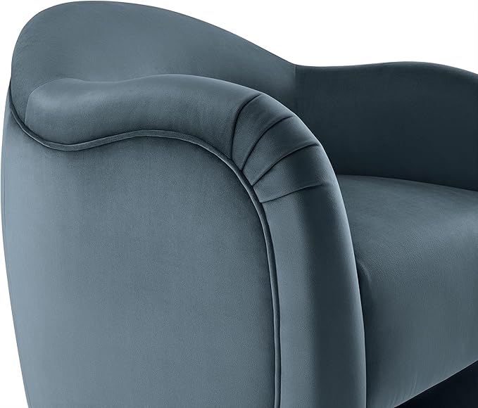 Modway Compose Barrel Chair with Performance Velvet Fabric in Cadet Blue – Upholstered Accent Armchair with Curved Backrest – Cozy Lounge Chair for Reading – Round Comfy Single Sofa Club Chair
